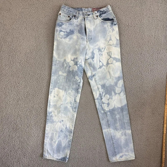 Vintage Levis 501 Jeans Womens 28 x 31 Acid Wash 80s Button Fly High Waist - Picture 14 of 16